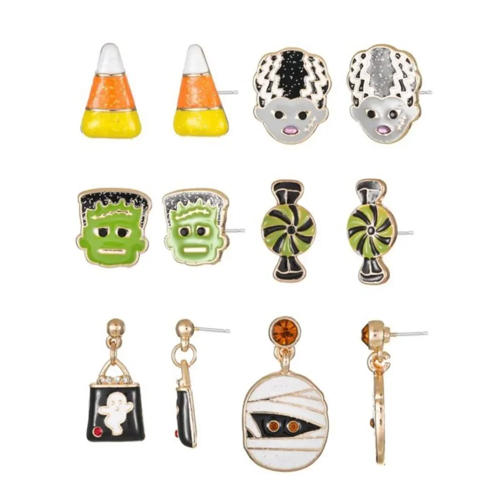 Way to Celebrate Halloween Friendly Monsters Earring Collection, 6 Pairs